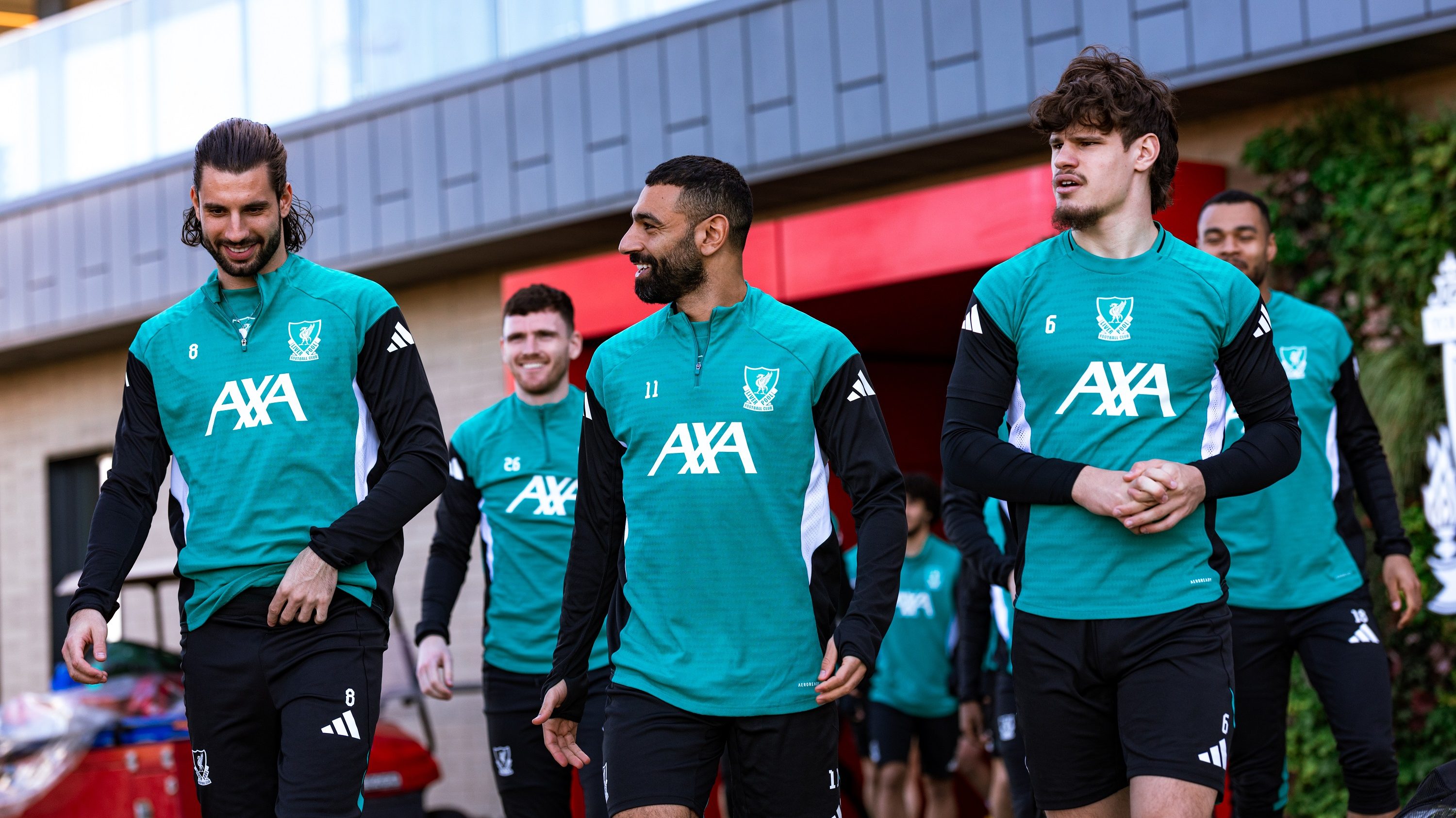 Szoboszlai, Szalah és Kerkez a Liverpool edzésén.